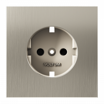 Накладка для розетки с заземлением и защитными шторками, S70 Metal (никель) фото